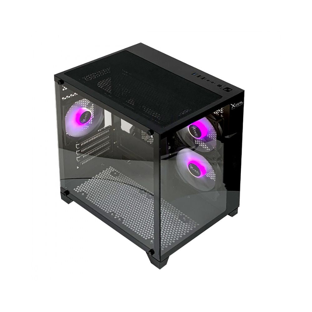 Gabinete Xzeal Panzer II Cubo Negro | Midi Tower | Micro-ATX | USB 2.0/3.0 | Sin Fuente | 3 Ventiladores