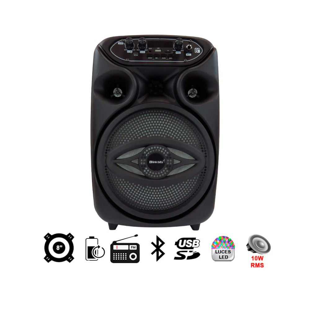 Bafle Linkbits 8" | Bluetooth | Micrófono | Recargable | Portátil