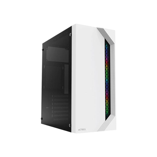 Gabinete Acteck Viken GM434, Midi-Tower, ATX/Micro-ATX/Mini-ITX, USB 2.0, con Fuente de 500W, sin Ventiladores Instalados, Negro/Blanco