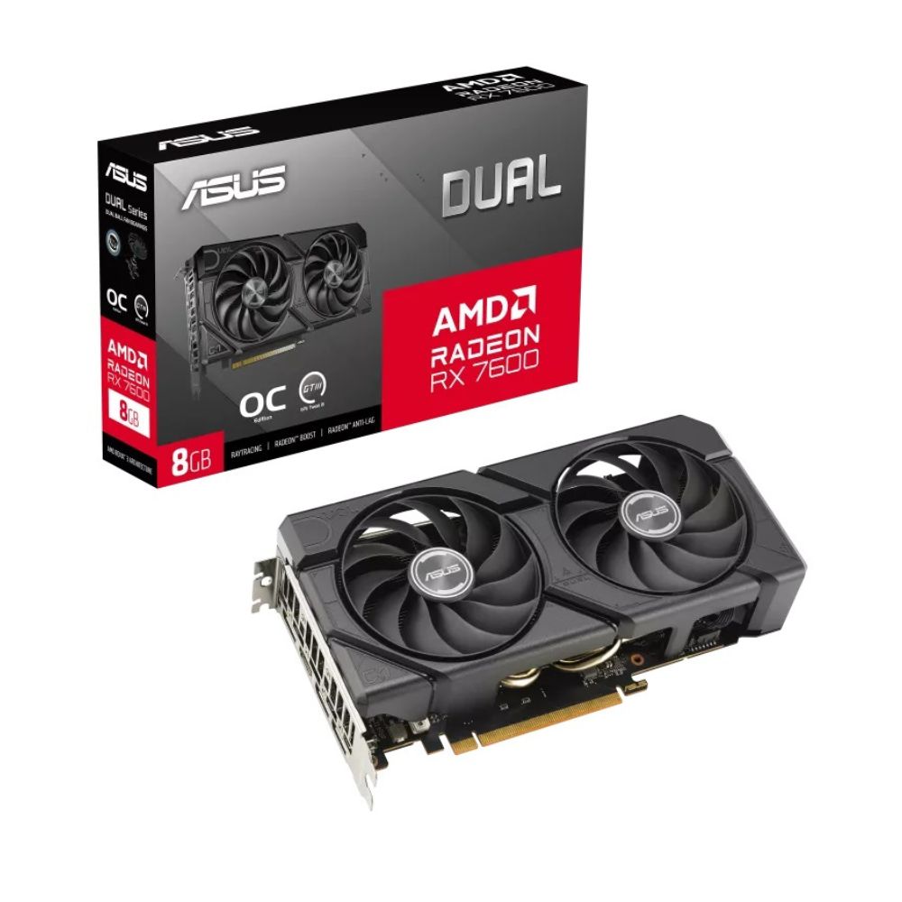 Tarjeta de Video ASUS Dual Radeon RX 7600 EVO OC | 8GB GDDR6 | 128-bit | PCIe 4.0