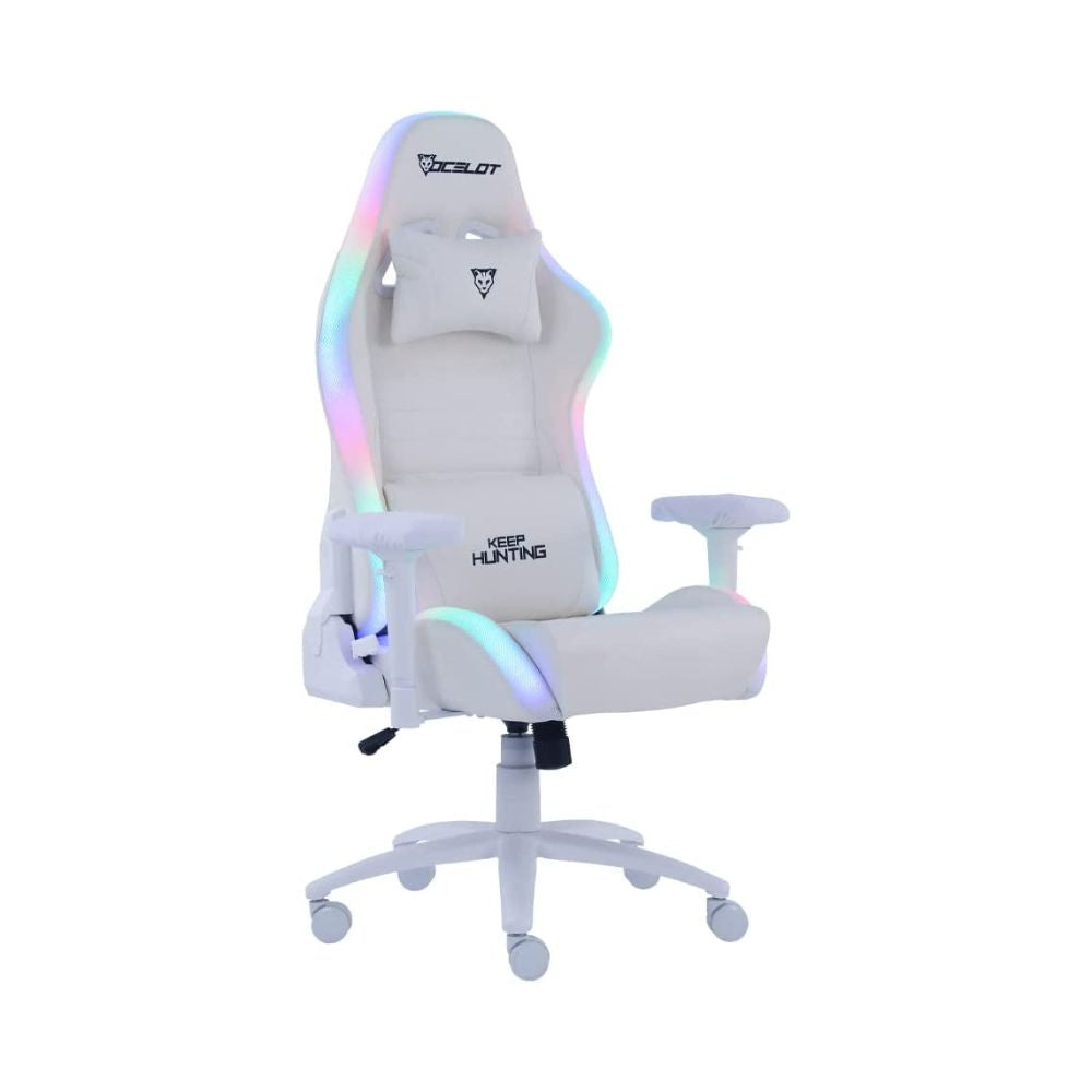 Silla Gamer RGB Ocelot Gaming ORGB-WHITE THUNDRA Blanco | Hasta 150 kg | Reclinable 90°–155°
