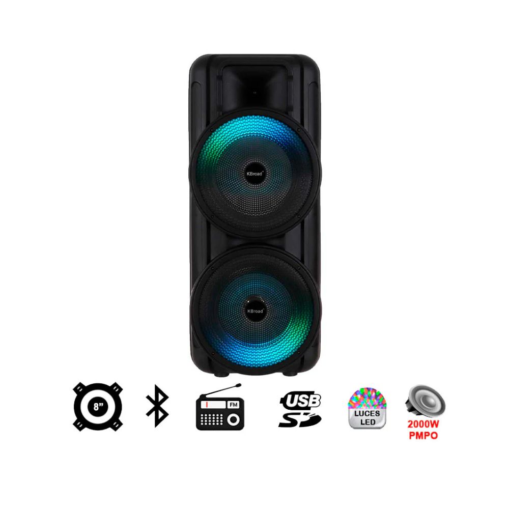 Bafle Linkbits 2x8" | Bluetooth | Micrófono | LED RGB | Recargable