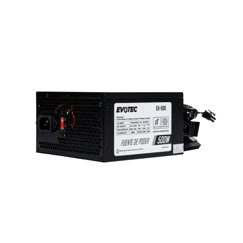 Fuente de Poder Evotec EV-500, 500W, ATX 24-pin, Ventilador 80mm