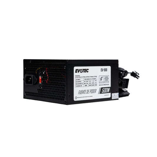 Fuente de Poder Evotec EV-500, 500W, ATX 24-pin, Ventilador 80mm