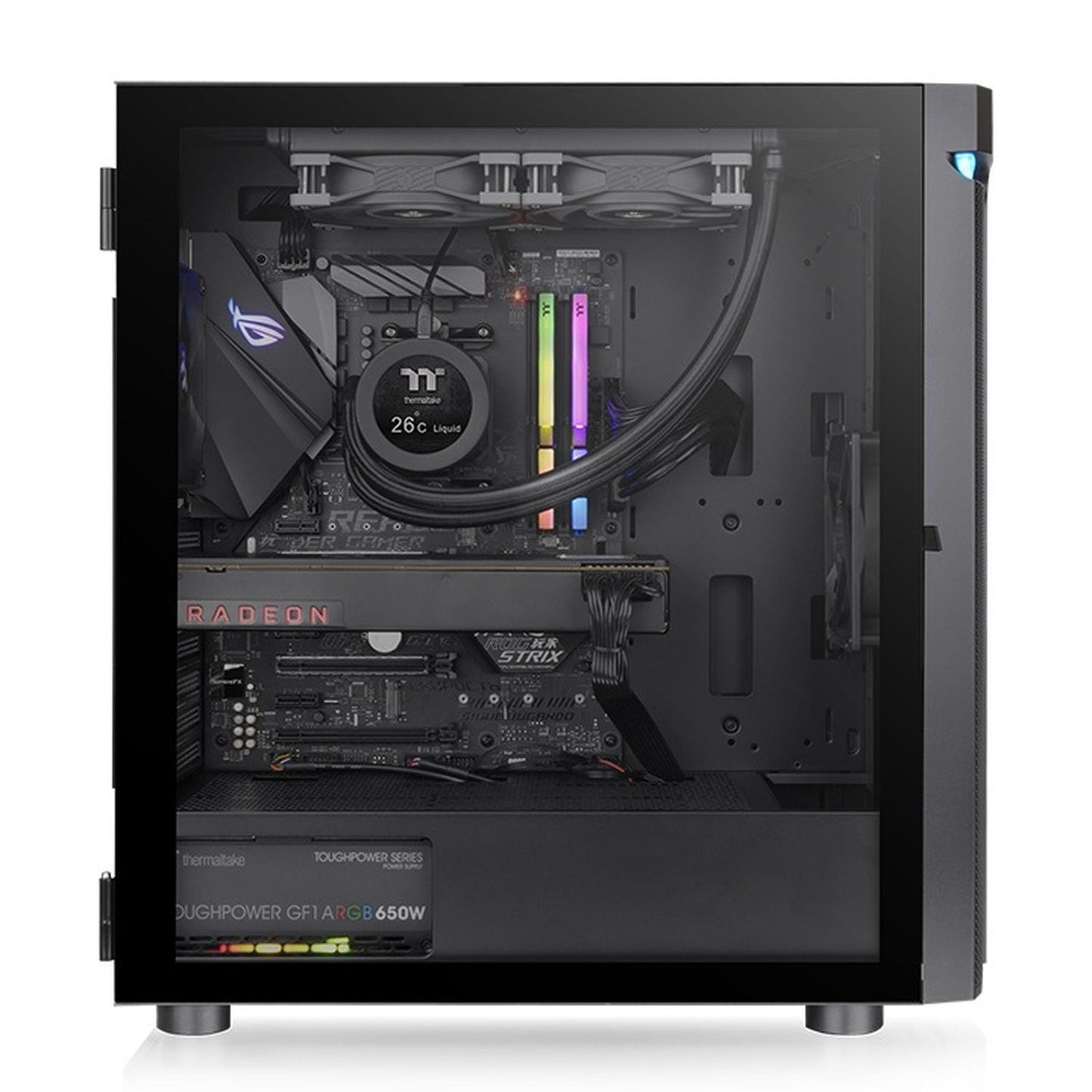 Gabinete Thermaltake H590 TG ARGB con Ventana, Midi-Tower, ATX/Micro-ATX/Mini-ITX, USB 3.0, sin Fuente, 2 Ventiladores Instalados, Negro