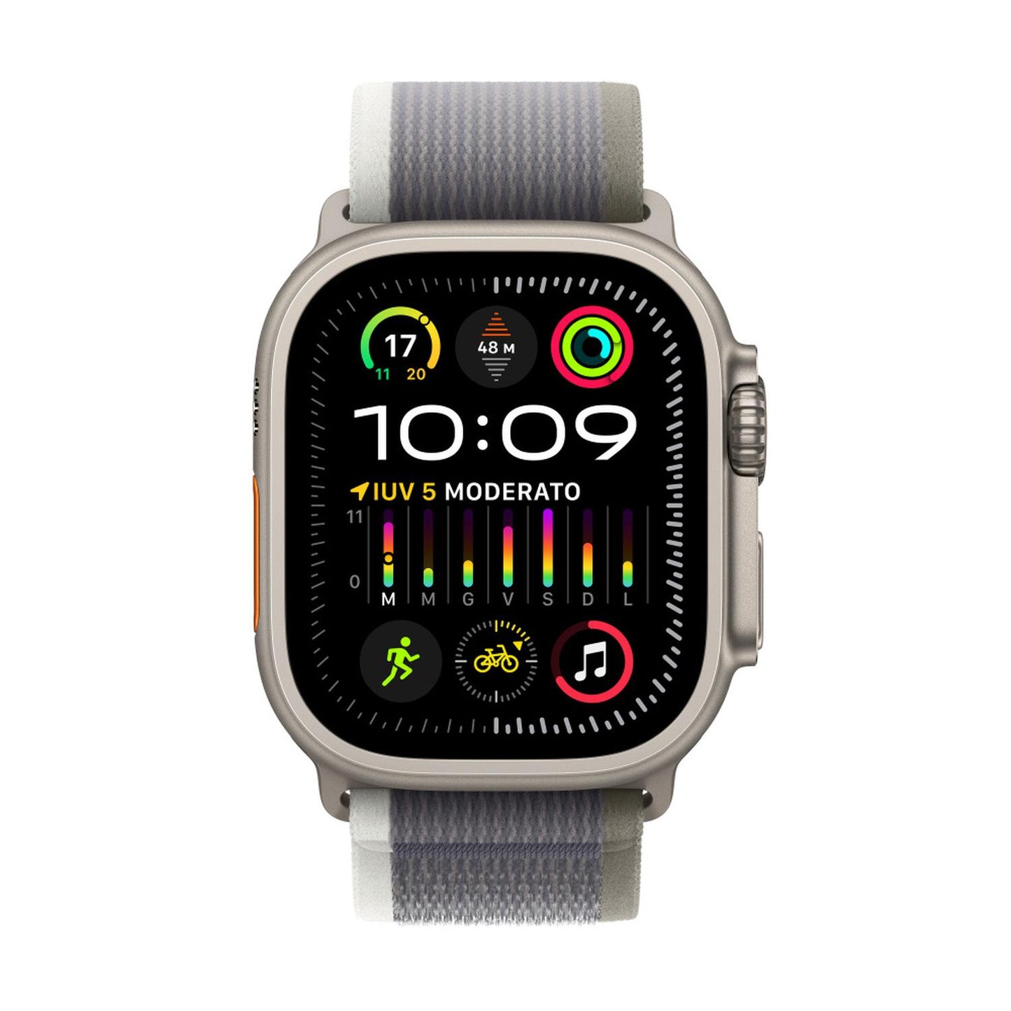 Apple Watch Ultra 2 GPS + Cellular, Caja de Titanio de 49mm, Correa Trail M/L Deportivo Color Gris/Verde