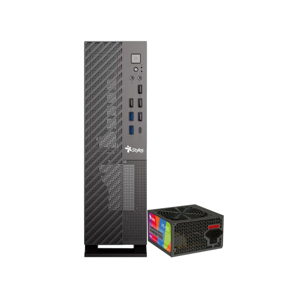 Gabinete Stylos Mince Slim Mini-Tower Negro con Fuente 550W