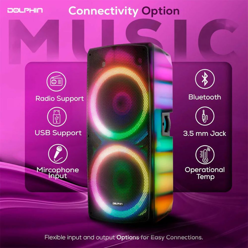 Bafle Dolphin SPX-290RBT | Bluetooth | Dual 15" | Luces LED