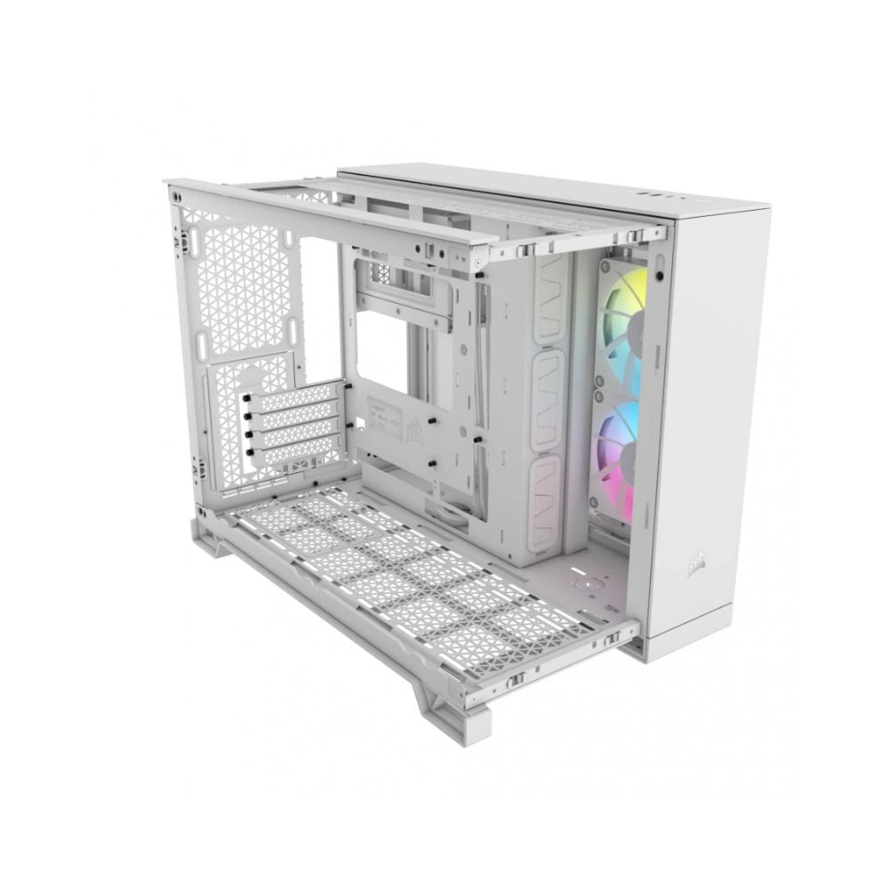 Gabinete Corsair iCUE LINK 2500X RGB, Micro-Tower, Micro-ATX/Mini-ITX, USB 3.0, sin Fuente, 2 Ventiladores Instalados, Blanco