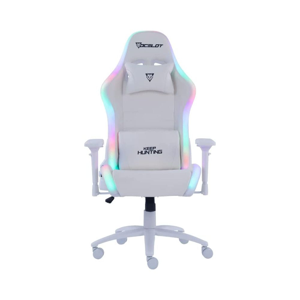 Silla Gamer RGB Ocelot Gaming ORGB-WHITE THUNDRA Blanco | Hasta 150 kg | Reclinable 90°–155°