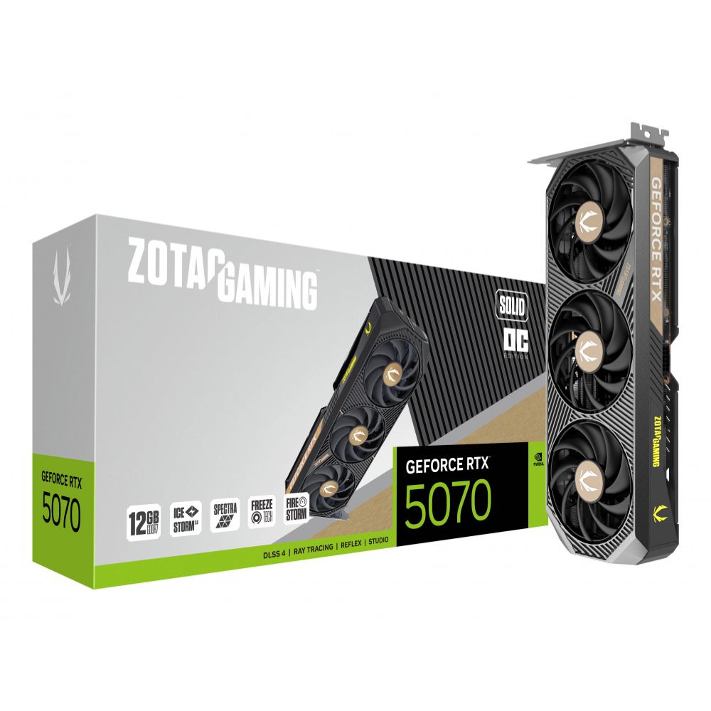 Tarjeta de Video Zotac NVIDIA GeForce RTX 5070 Gaming Solid OC 12GB 192-bit GDDR7 PCI Express x16 5.0