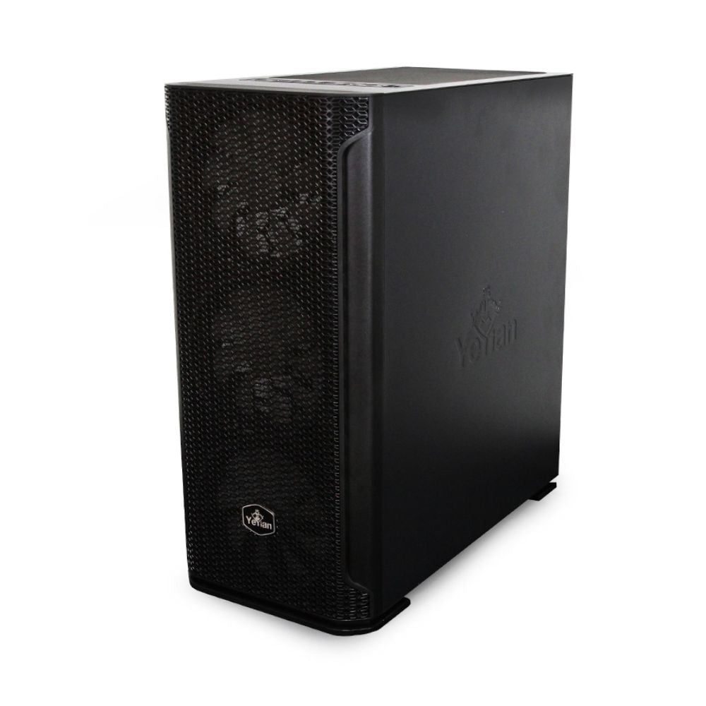 Gabinete Yeyian Hollow 2500 con Ventana Midi-Tower ATX/EATX/ITX/Micro ATX USB 3.2 sin Fuente 3 Ventiladores ARGB Negro