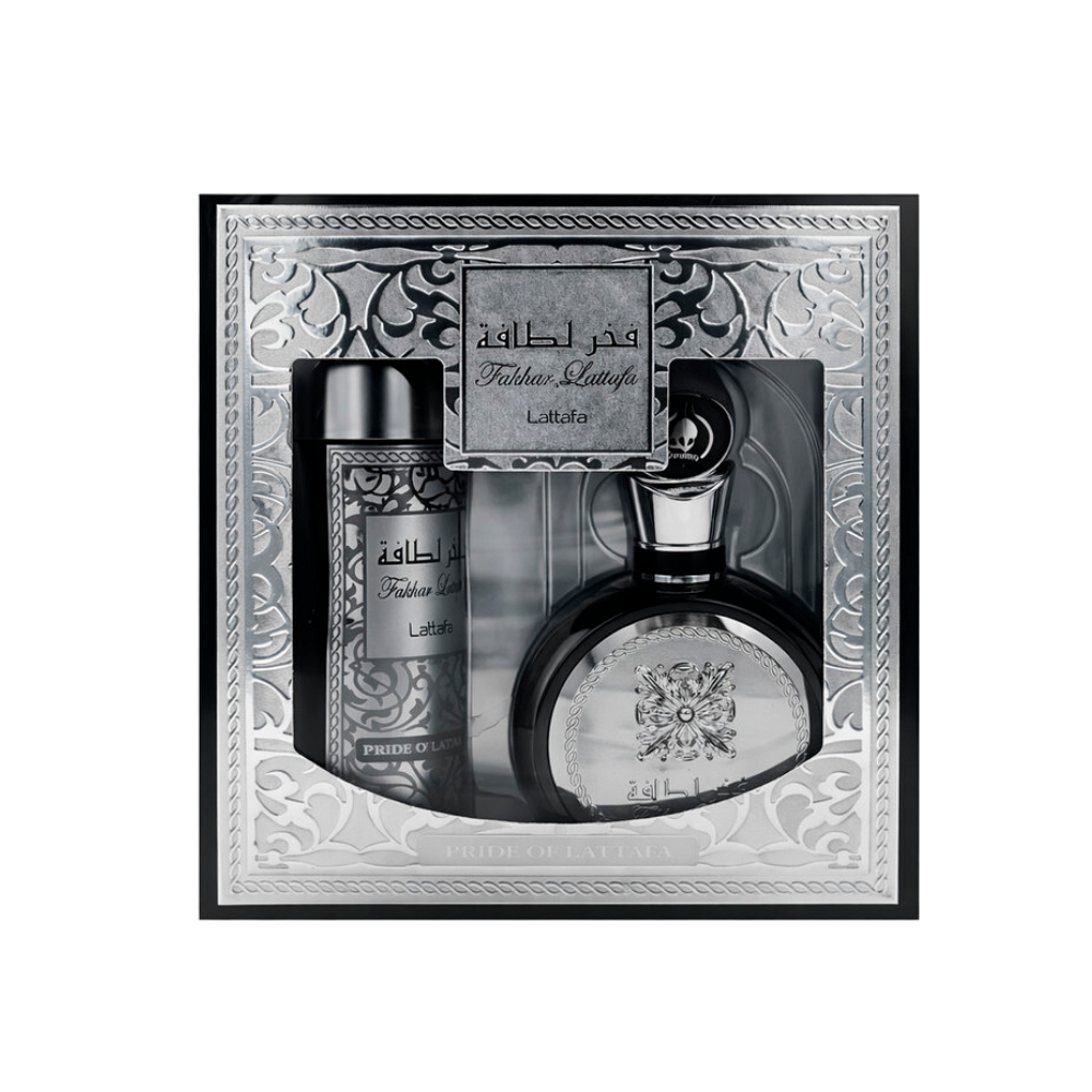 Set de Regalo Lattafa Fakhar Man | 2 Piezas (EDP 100ml + Desodorante 200ml) | Fragancia Árabe Premium