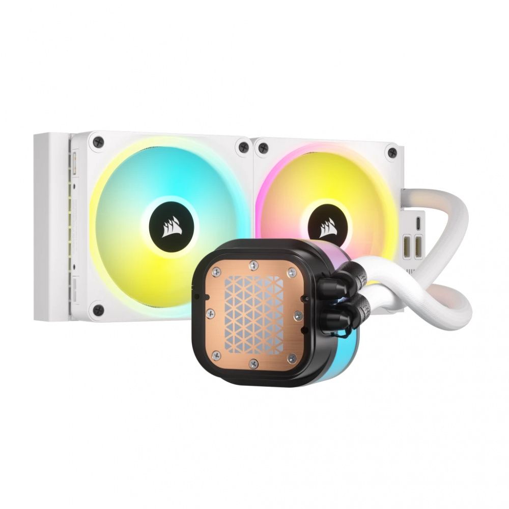 Enfriamiento Líquido Corsair iCUE Link H100i RGB AIO CPU 240mm 2x120mm hasta 2400RPM Blanco