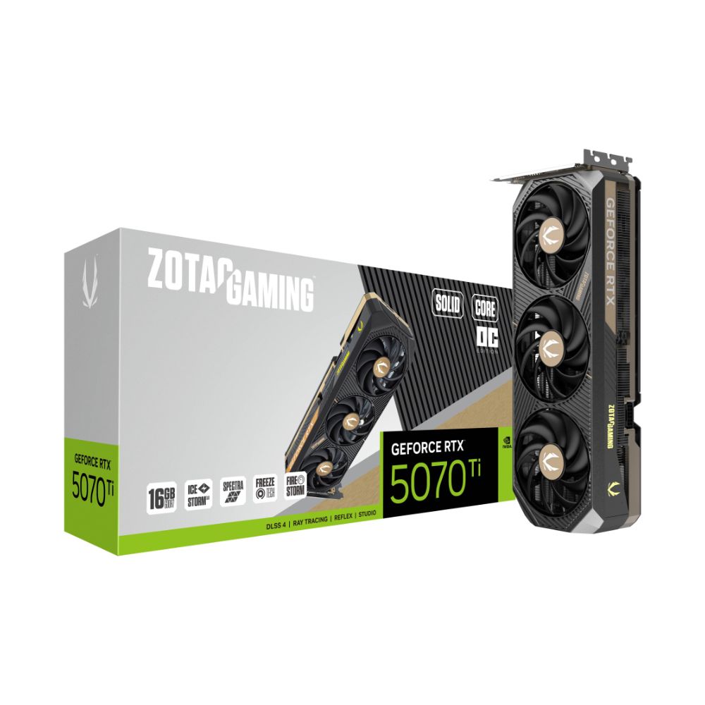Tarjeta de Video Zotac GeForce RTX 5070 Ti SOLID CORE OC 16GB GDDR7 PCIe x16 5.0