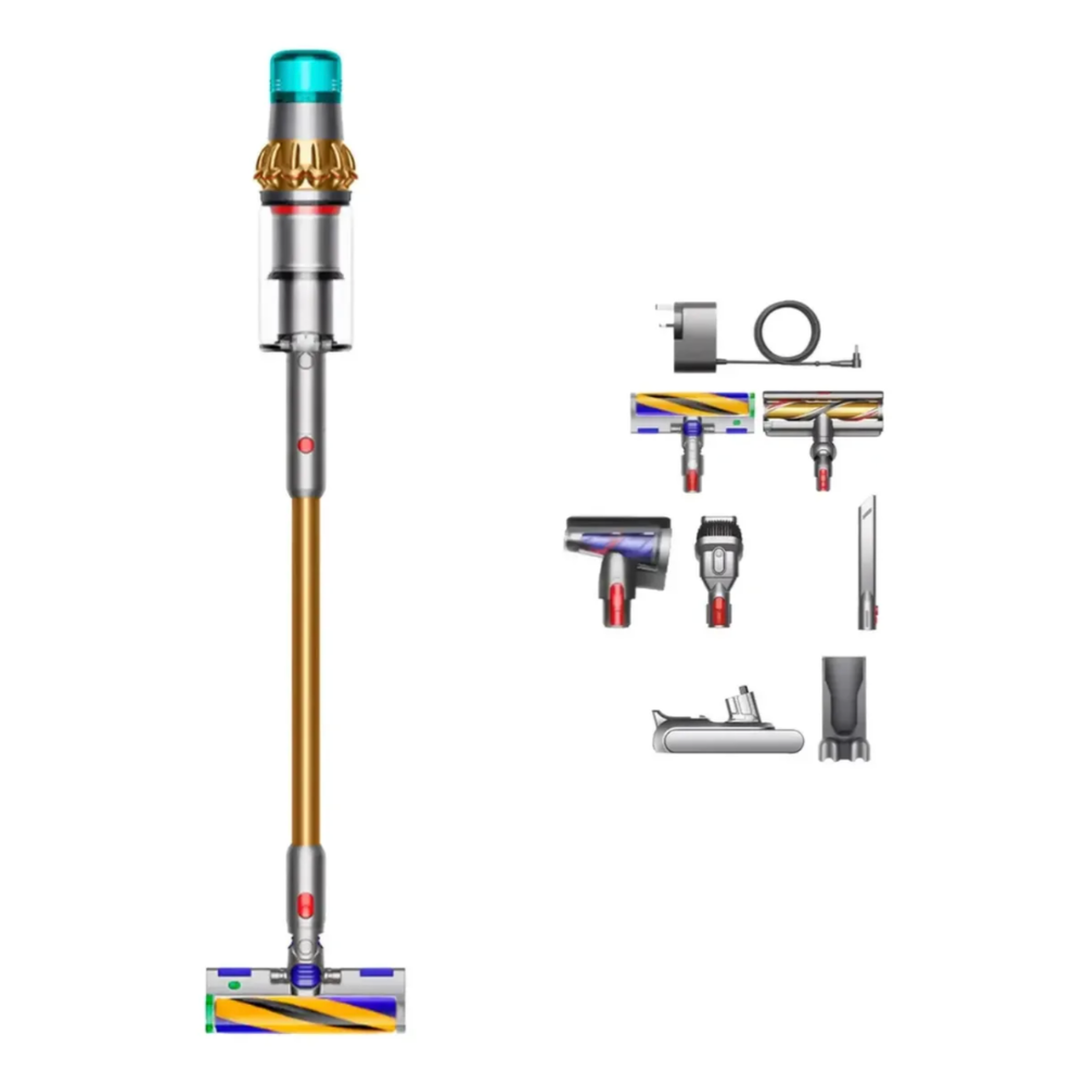 Aspiradora Inalámbrica Dyson V15 Detect Absolute | Succión Inteligente con Sensor Láser | Autonomía hasta 60 min | Amarillo/Níquel