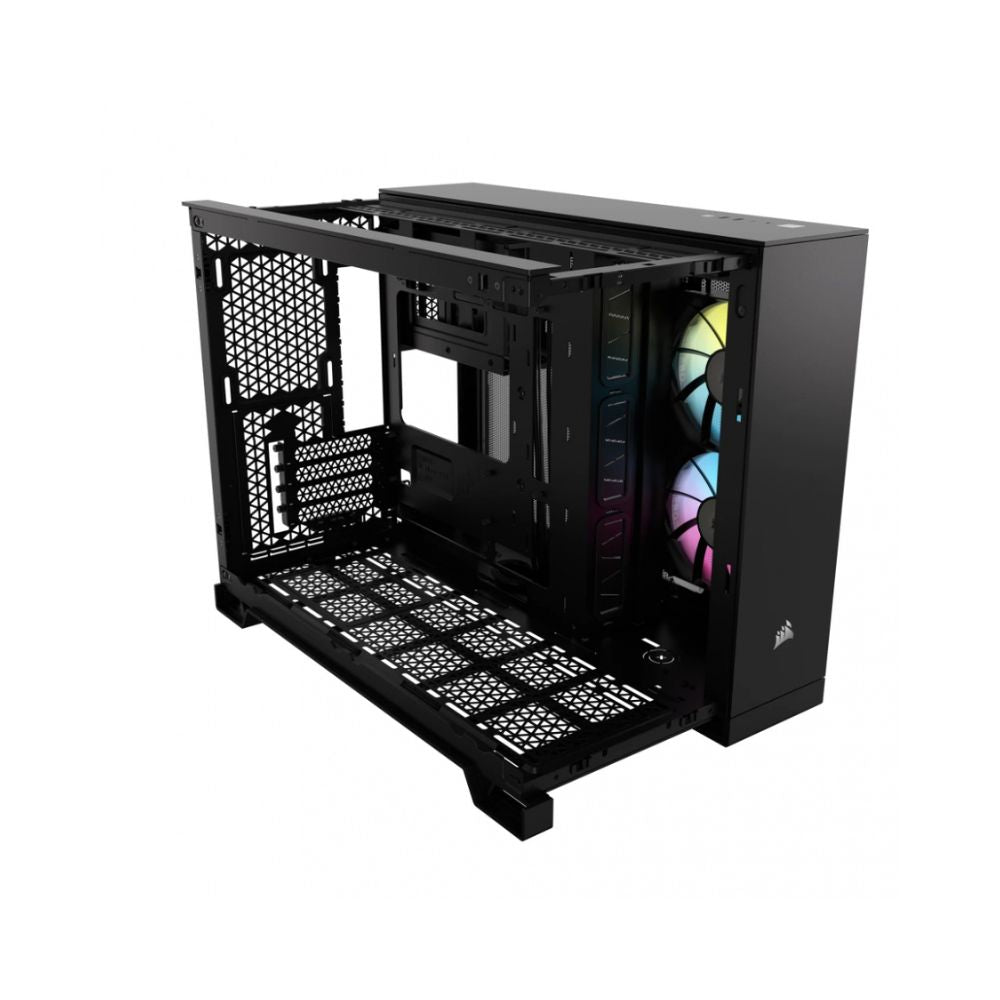 Gabinete Corsair iCUE LINK 2500X RGB, Micro-Tower, Micro-ATX/Mini-ITX, USB 3.0, sin Fuente, 2 Ventiladores Instalados, Negro