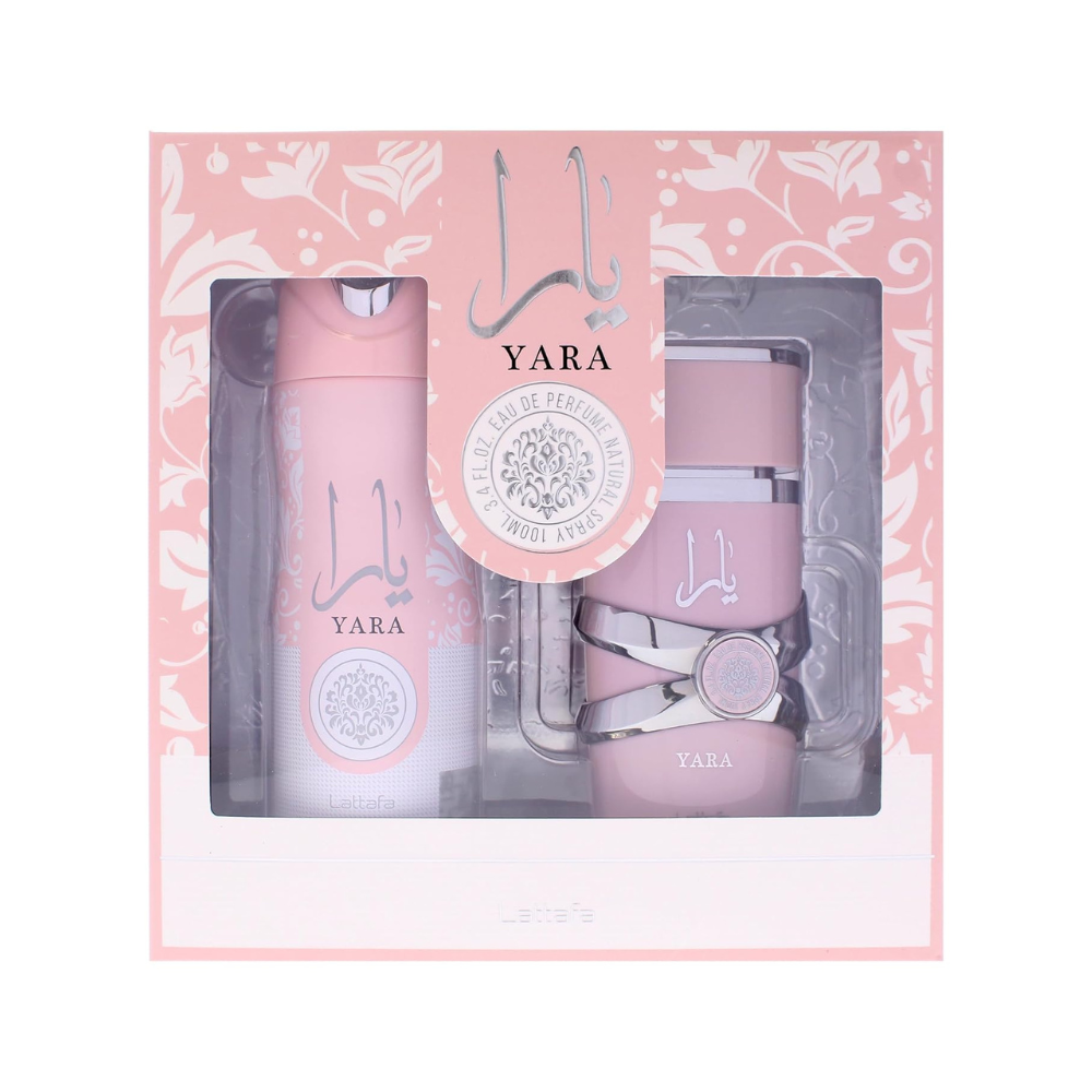 Set de Regalo Lattafa Yara para Mujer | 2 Piezas (EDP 100ml + Body Spray 200ml) | Fragancia Árabe Premium