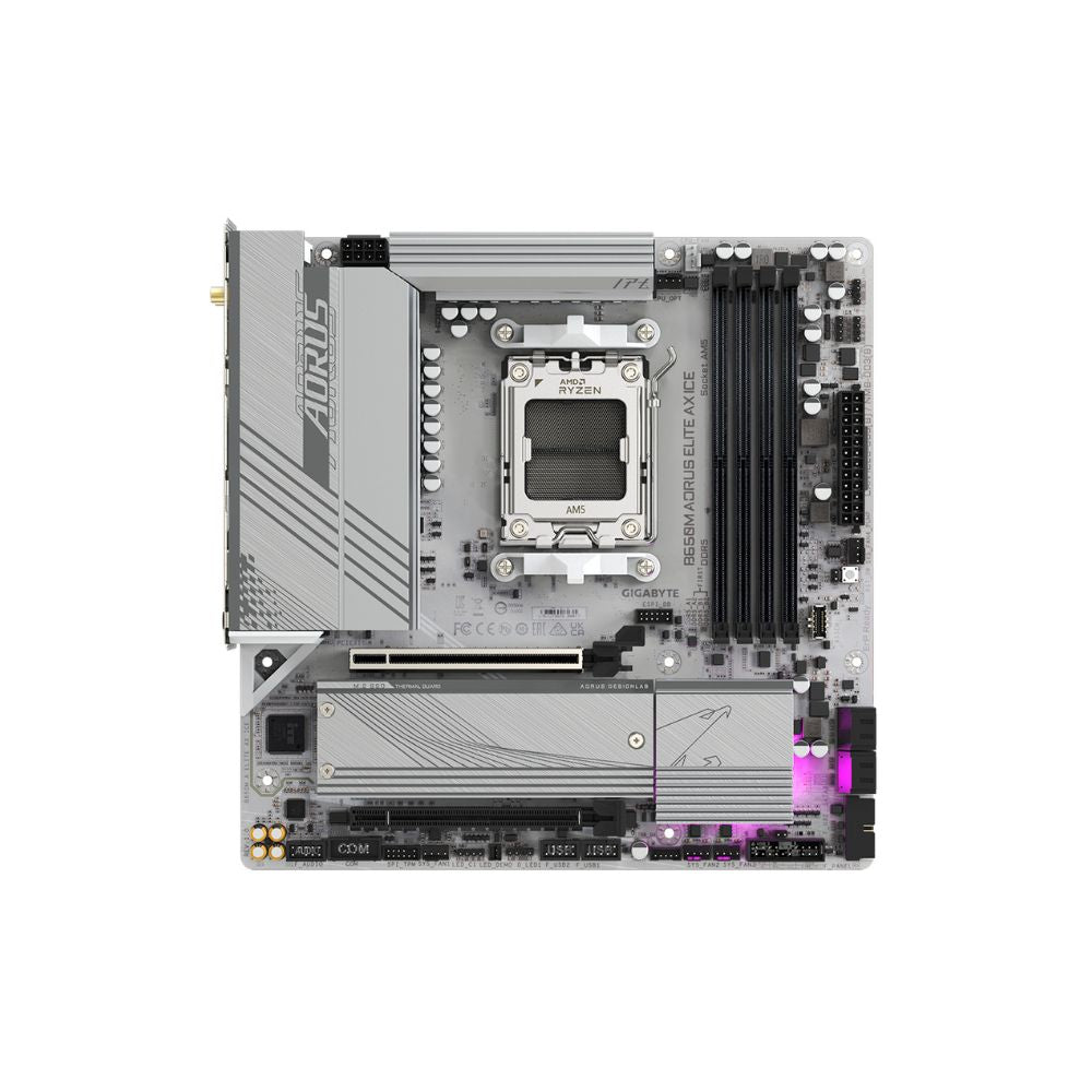 Tarjeta Madre AORUS B650M ELITE AX ICE | Micro-ATX | AM5 | DDR5 256GB | HDMI/DP | WiFi