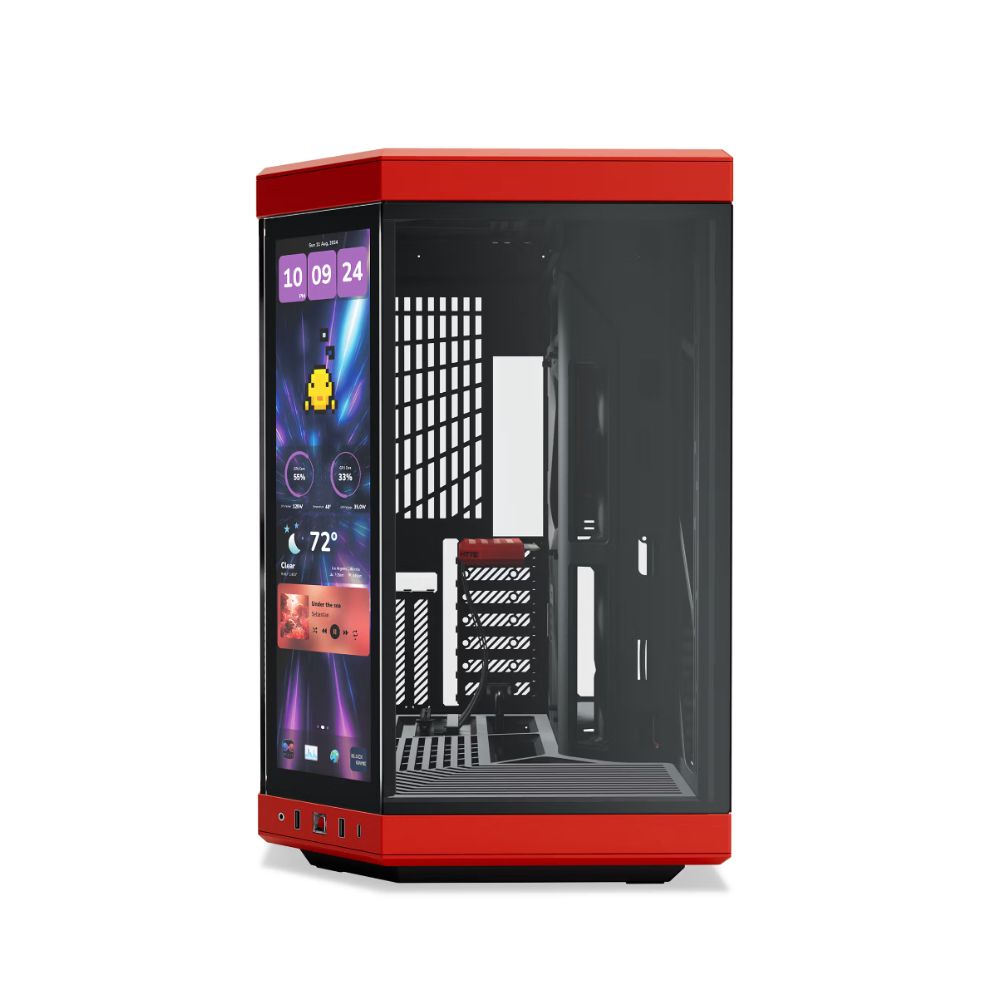 Gabinete HYTE Y70 Touch Infinite CS-HYTE-Y70TTI-RB, Black Cherry, Media Torre, Pantalla LCD Touch 14.9", Cable Riser PCIe 4.0 Incluido, USB Tipo-C, Sin Fuente