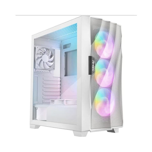 Gabinete ANTEC FLUX WHITE, Blanco, Cristal + Madera, Media Torre, E-ATX, 5 Ventiladores, USB-C, Sin Fuente