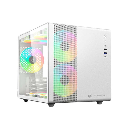 Gabinete Balam Rush Tank Mini GI930, Mini-Tower, Micro-ATX/Mini-ITX, USB 2.0/3.0, sin Fuente, 3 Ventiladores Instalados, Blanco