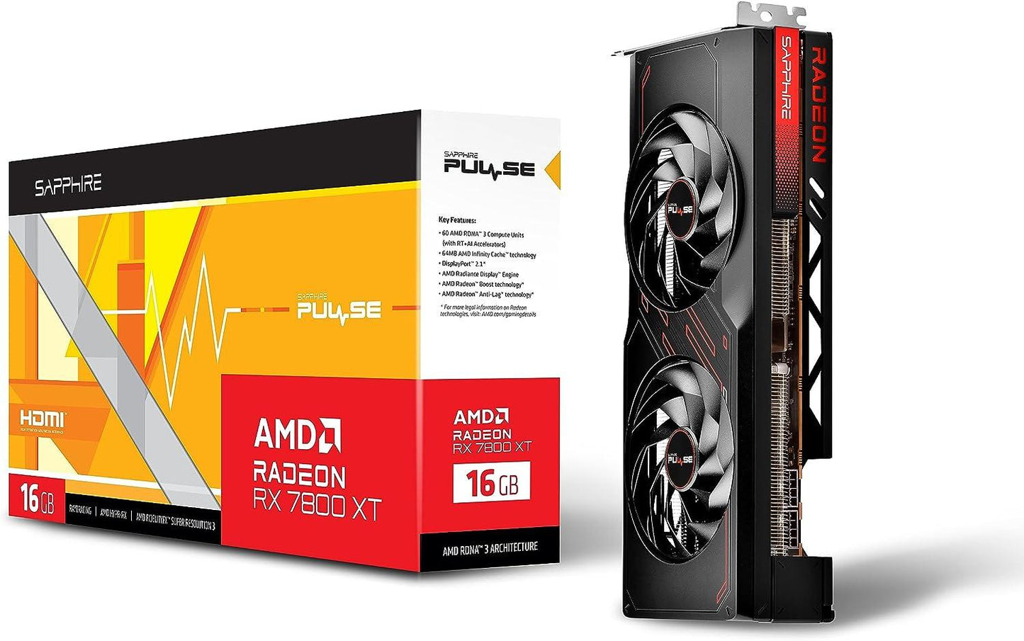 Tarjeta de Video Sapphire PULSE AMD Radeon RX 7800 XT 16GB, 16GB 256-bit GDDR6, PCI Express 4.0, Negro