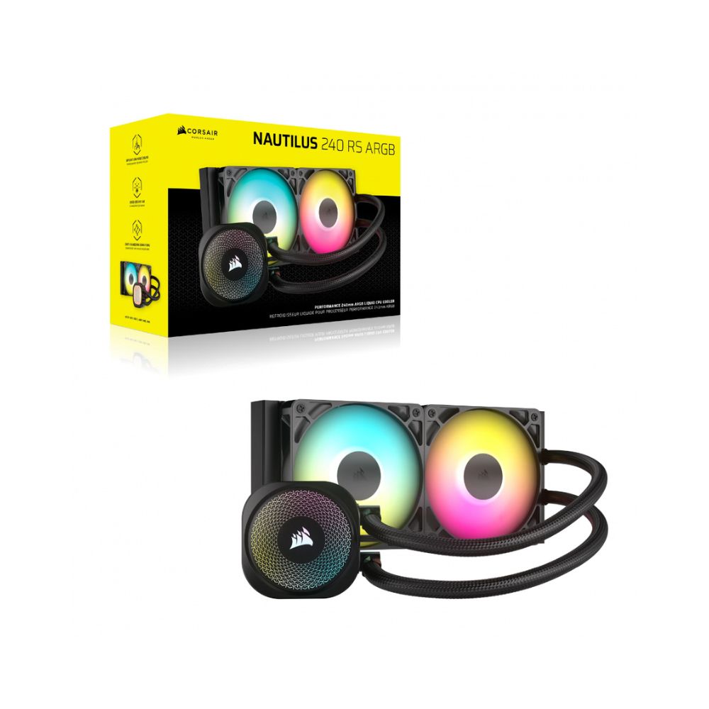 Enfriamiento Líquido para CPU Corsair CW-9060092-WW Nautilus 240 RS ARGB, 240mm, 2 Ventiladores, Negro