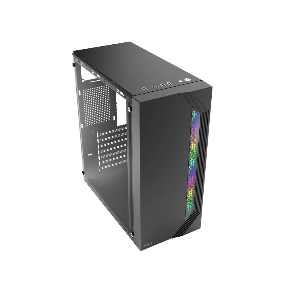 Gabinete Acteck Viken GM434, Midi-Tower, ATX/Micro-ATX/Mini-ITX, USB 2.0, con Fuente de 500W, sin Ventiladores Instalados, Negro