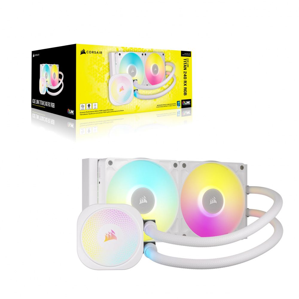 Enfriamiento Líquido para CPU Corsair CW-9061020-WW iCUE LINK TITAN RX RGB, 240mm, Blanco