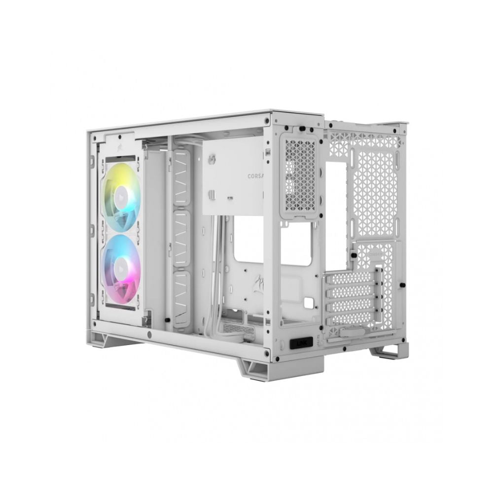 Gabinete Corsair iCUE LINK 2500X RGB, Micro-Tower, Micro-ATX/Mini-ITX, USB 3.0, sin Fuente, 2 Ventiladores Instalados, Blanco