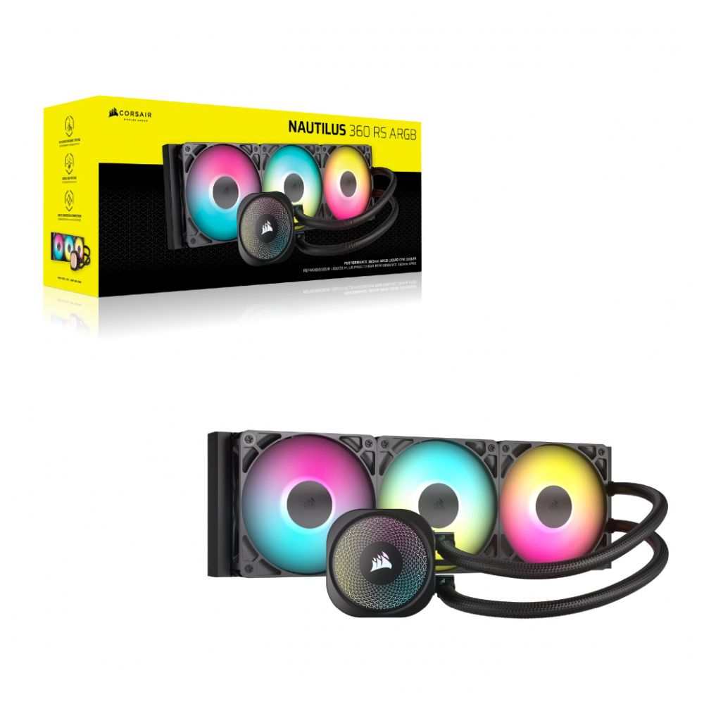 Enfriamiento Líquido para CPU Corsair CW-9060093-WW Nautilus 360 RS ARGB, 360mm, 3 Ventiladores, Negro