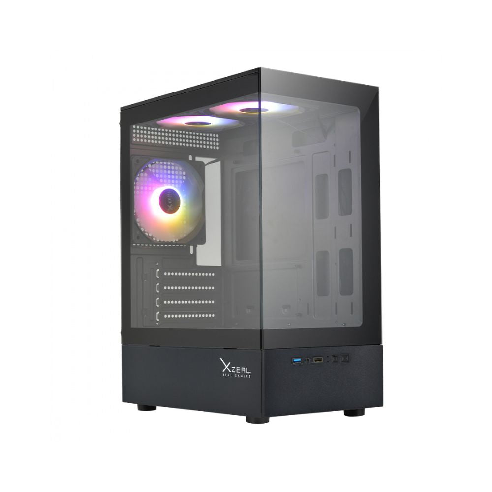 Gabinete Xzeal X-Zynergy Negro | Midi Tower | Micro-ATX/Mini-ITX | USB 2.0/3.0 | Sin Fuente | 3 Ventiladores
