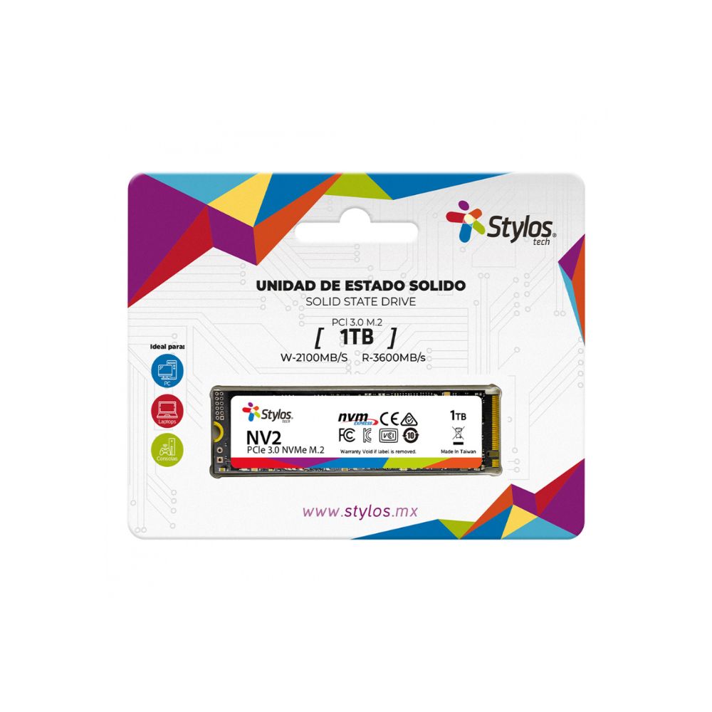SSD Stylos STMSSDM22B 1TB | PCIe 3.0 NVMe | 3000MB/s Lectura | 2500MB/s Escritura | M.2 2280