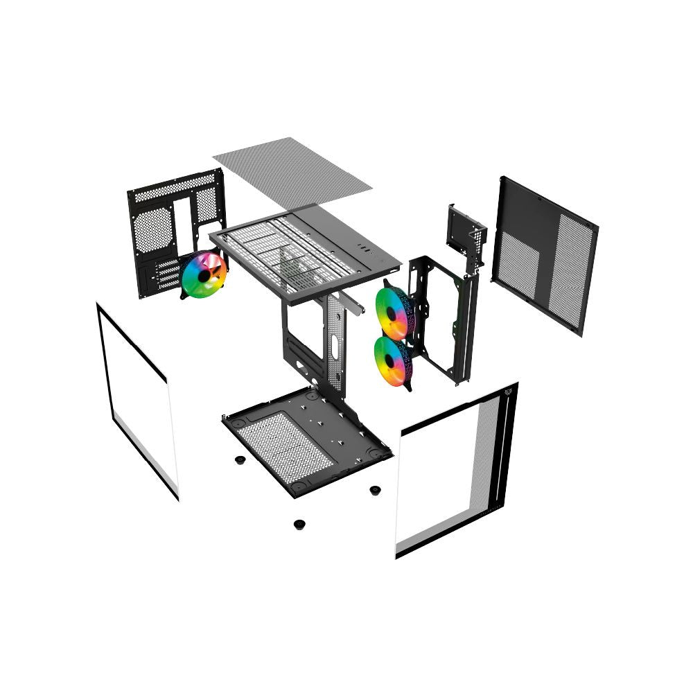 Gabinete Balam Rush Tank Pro Evo GM955, Mini-Tower, Micro-ATX/Mini-ITX, USB 2.0/3.0, sin Fuente, 3 Ventiladores Instalados, Negro