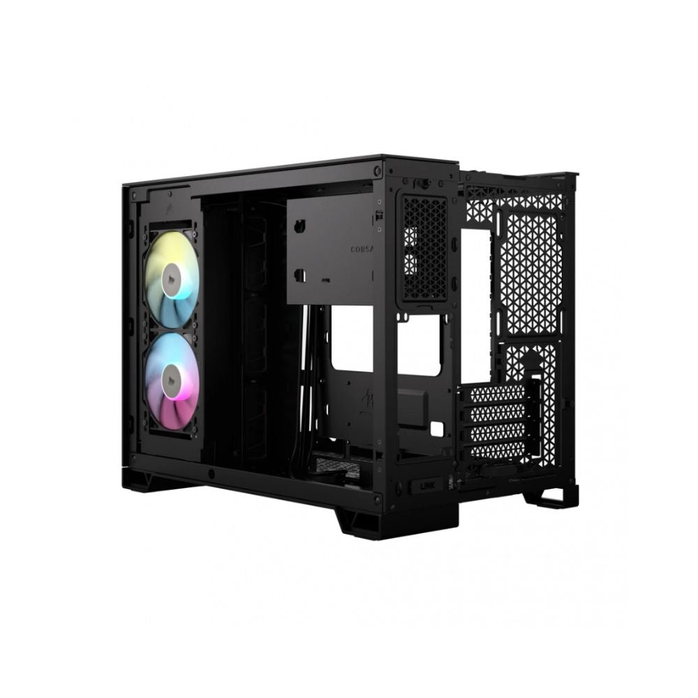 Gabinete Corsair iCUE LINK 2500X RGB, Micro-Tower, Micro-ATX/Mini-ITX, USB 3.0, sin Fuente, 2 Ventiladores Instalados, Negro