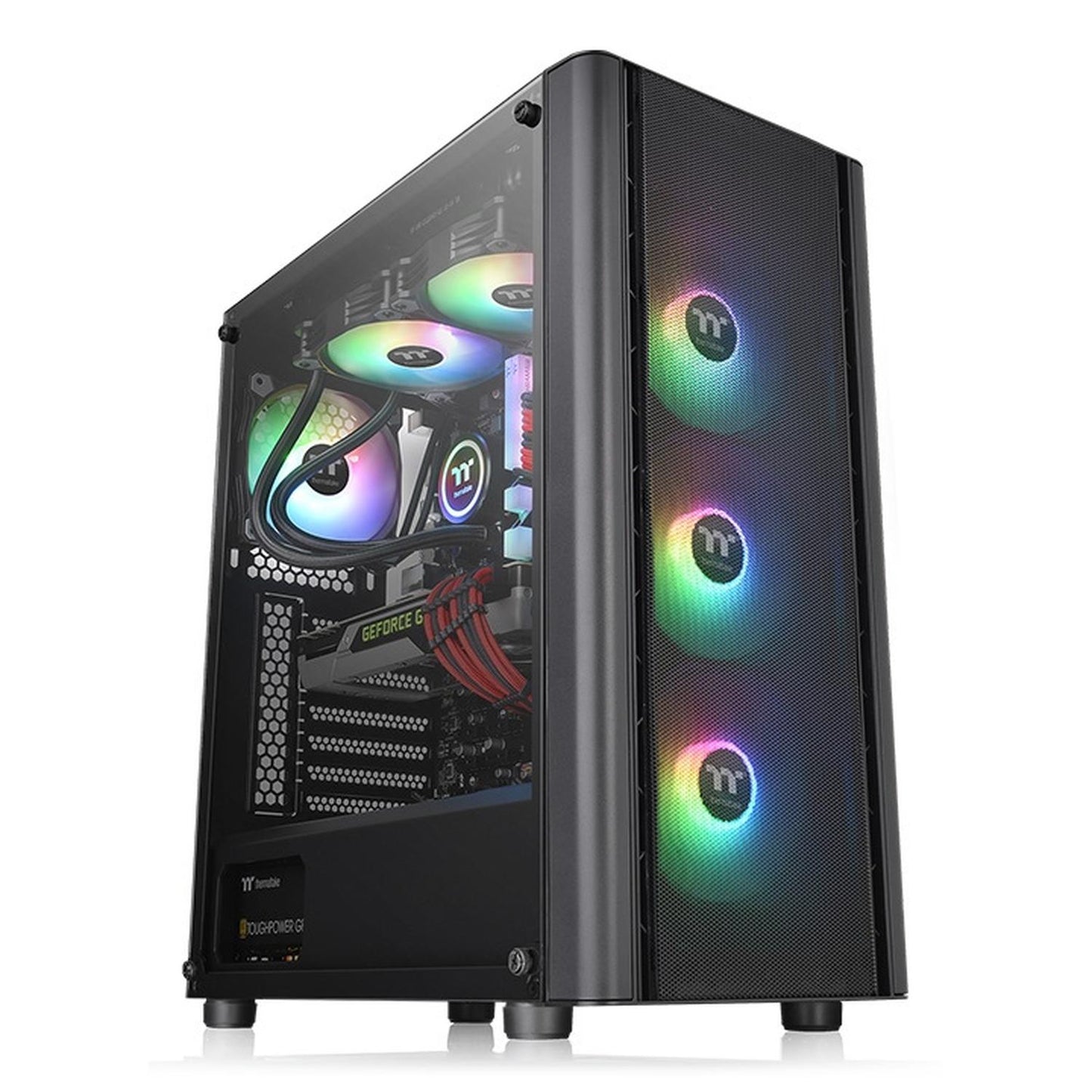 Gabinete Thermaltake V250 TG ARGB Air con Ventana, Midi Tower, ATX/Micro ATX/Mini-ITX, USB 2.0/3.0, sin Fuente, 4 Ventiladores Instalados (3x RGB), Negro