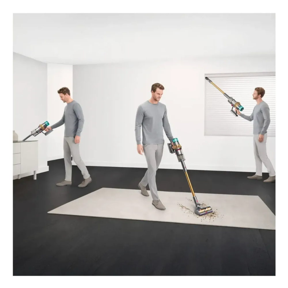 Aspiradora Inalámbrica Dyson V15 Detect Absolute | Succión Inteligente con Sensor Láser | Autonomía hasta 60 min | Amarillo/Níquel