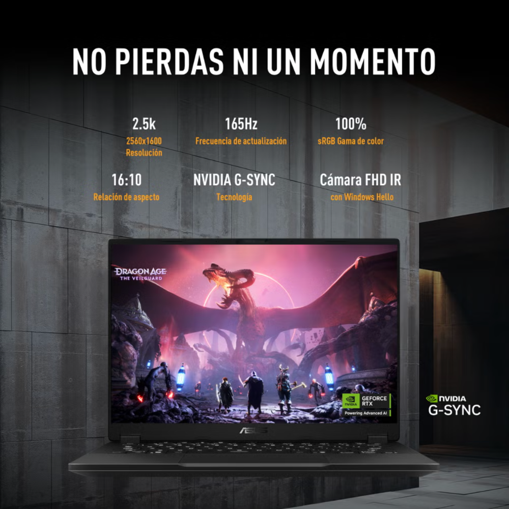 Laptop Asus TUF Gaming A14 14" | WQXGA 165Hz | AMD Ryzen 7 260 NPU 16 TOPS | 16GB RAM | 512GB SSD | NVIDIA RTX 5050 8GB | Windows 11 | Español