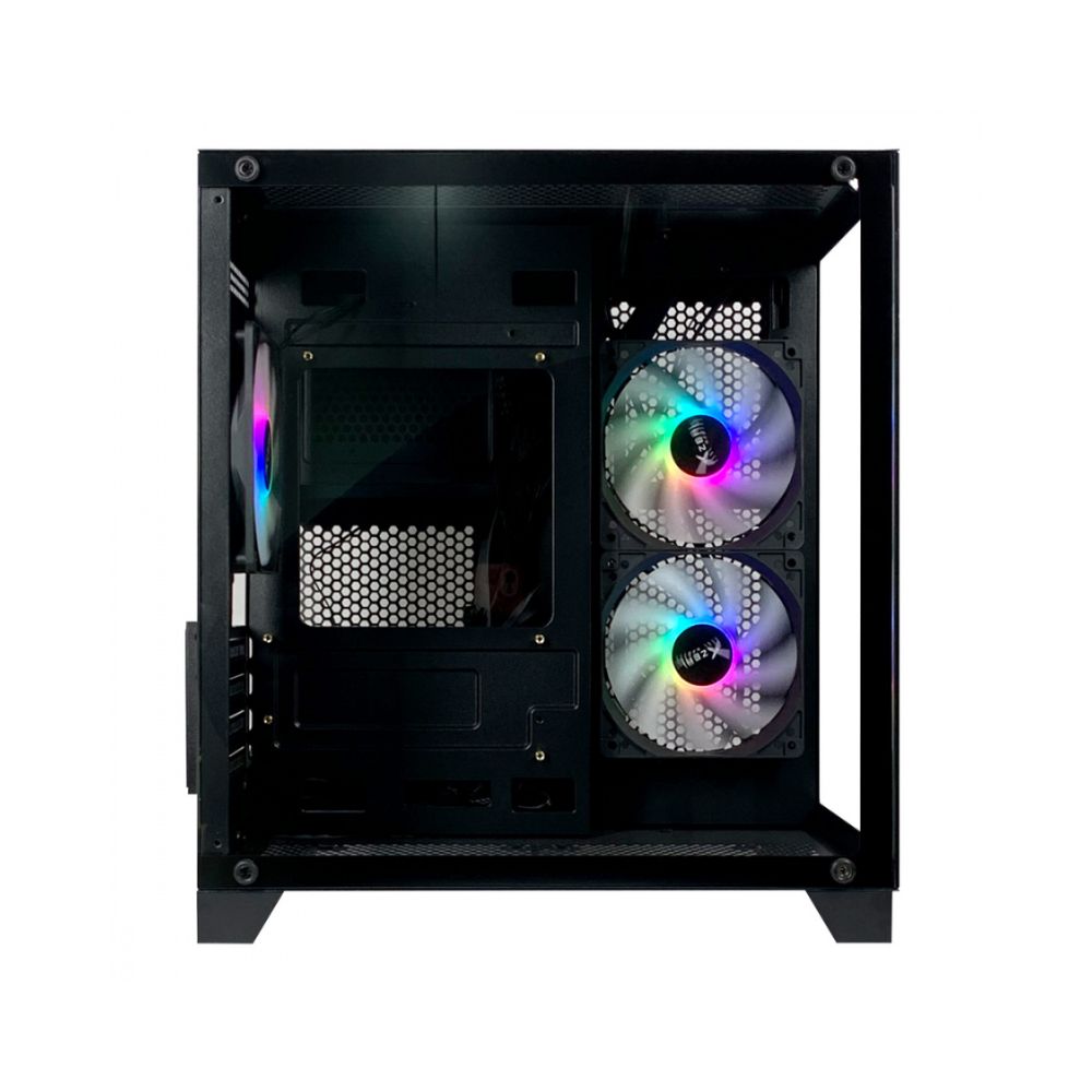 Gabinete Xzeal Panzer II Cubo Negro | Midi Tower | Micro-ATX | USB 2.0/3.0 | Sin Fuente | 3 Ventiladores