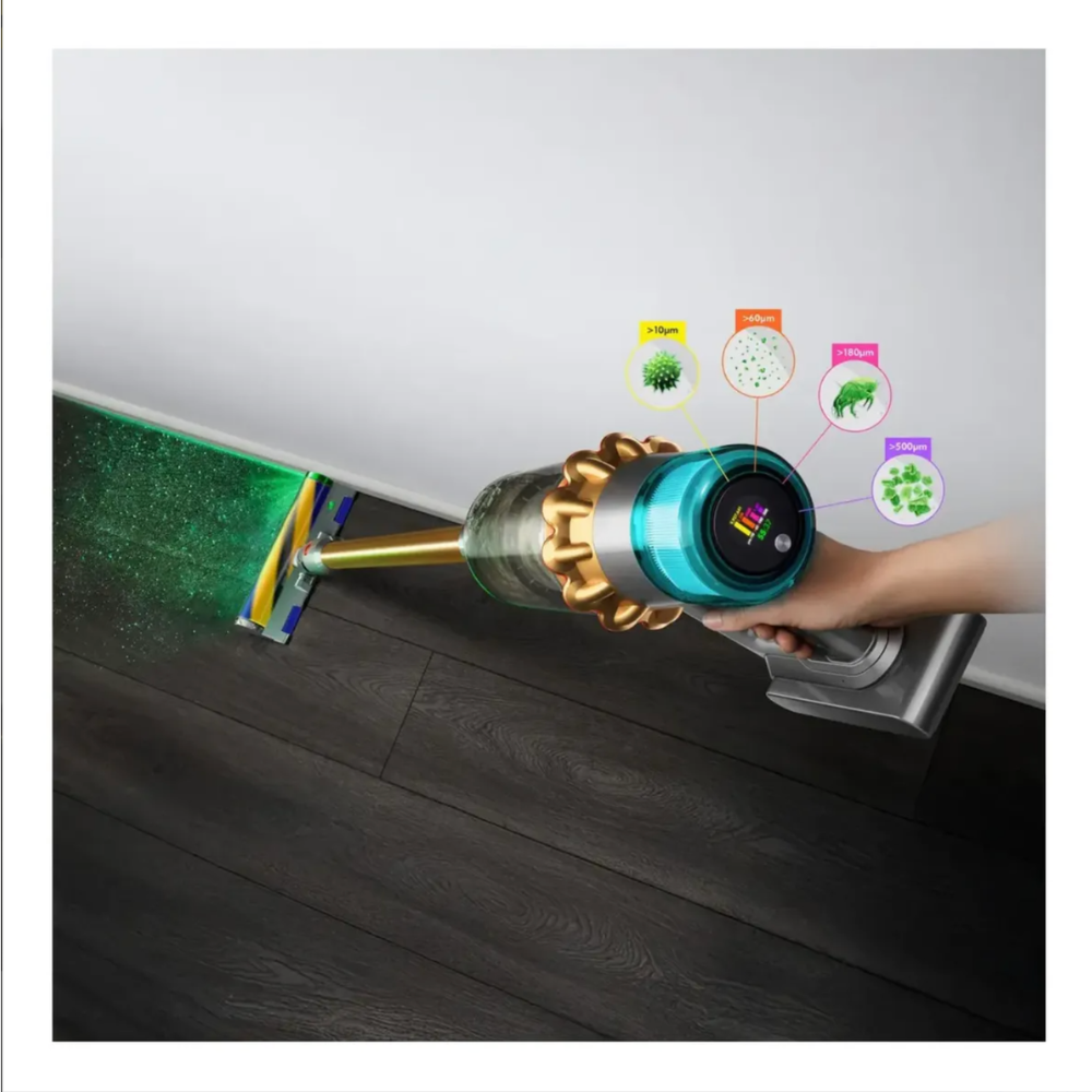 Aspiradora Inalámbrica Dyson V15 Detect Absolute | Succión Inteligente con Sensor Láser | Autonomía hasta 60 min | Amarillo/Níquel