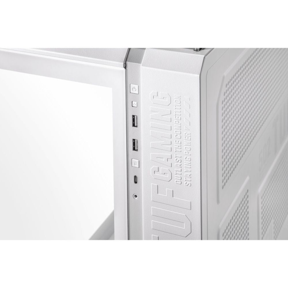 Gabinete ASUS TUF Gaming GT502 con Ventana Midi-Tower ATX/Micro-ATX/Mini-ITX USB 3.2 sin Fuente ni Ventiladores Instalados Blanco
