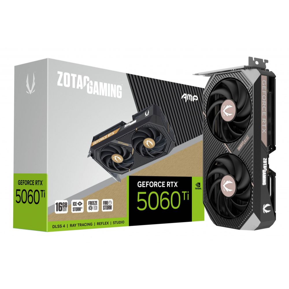Tarjeta de Video Zotac NVIDIA GeForce RTX 5060 Ti AMP 16GB 128-bit GDDR7 PCI Express x8 5.0