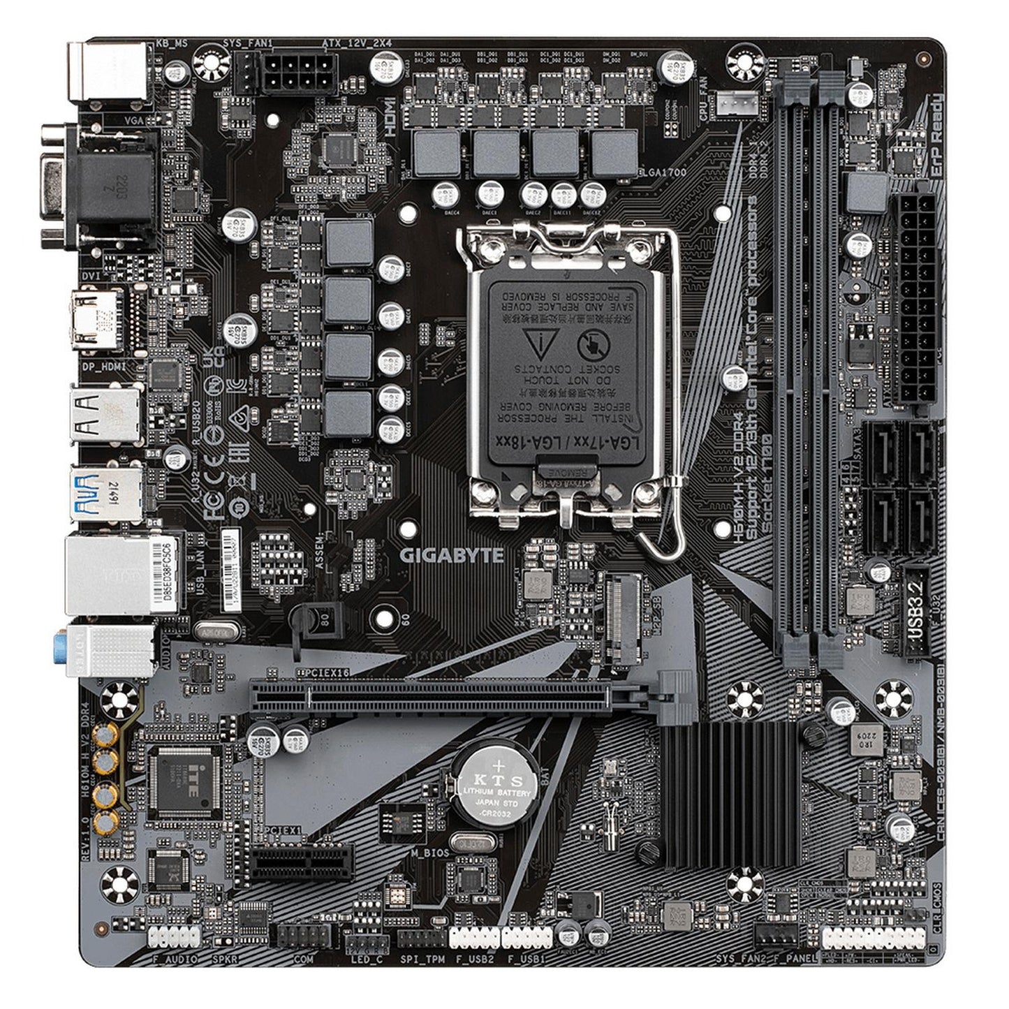 Tarjeta Madre Gigabyte Micro-ATX H610M H V2, S-1700, Intel H610 Express, HDMI, 96GB DDR5 para Intel ― Requiere Actualización de BIOS para Procesadores Intel 14va. Generación