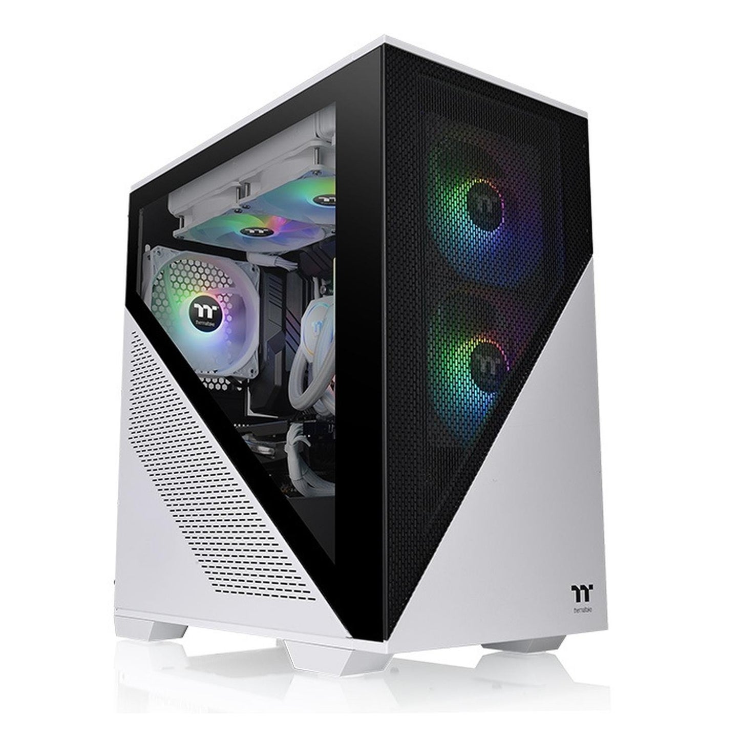 Gabinete Thermaltake Divider 170 TG Snow ARGB con Ventana, Micro-Tower, Micro-ATX/Mini-ITX, USB 3.0/2.0, sin Fuente, 2 Ventiladores ARGB Instalados, Negro/Blanco