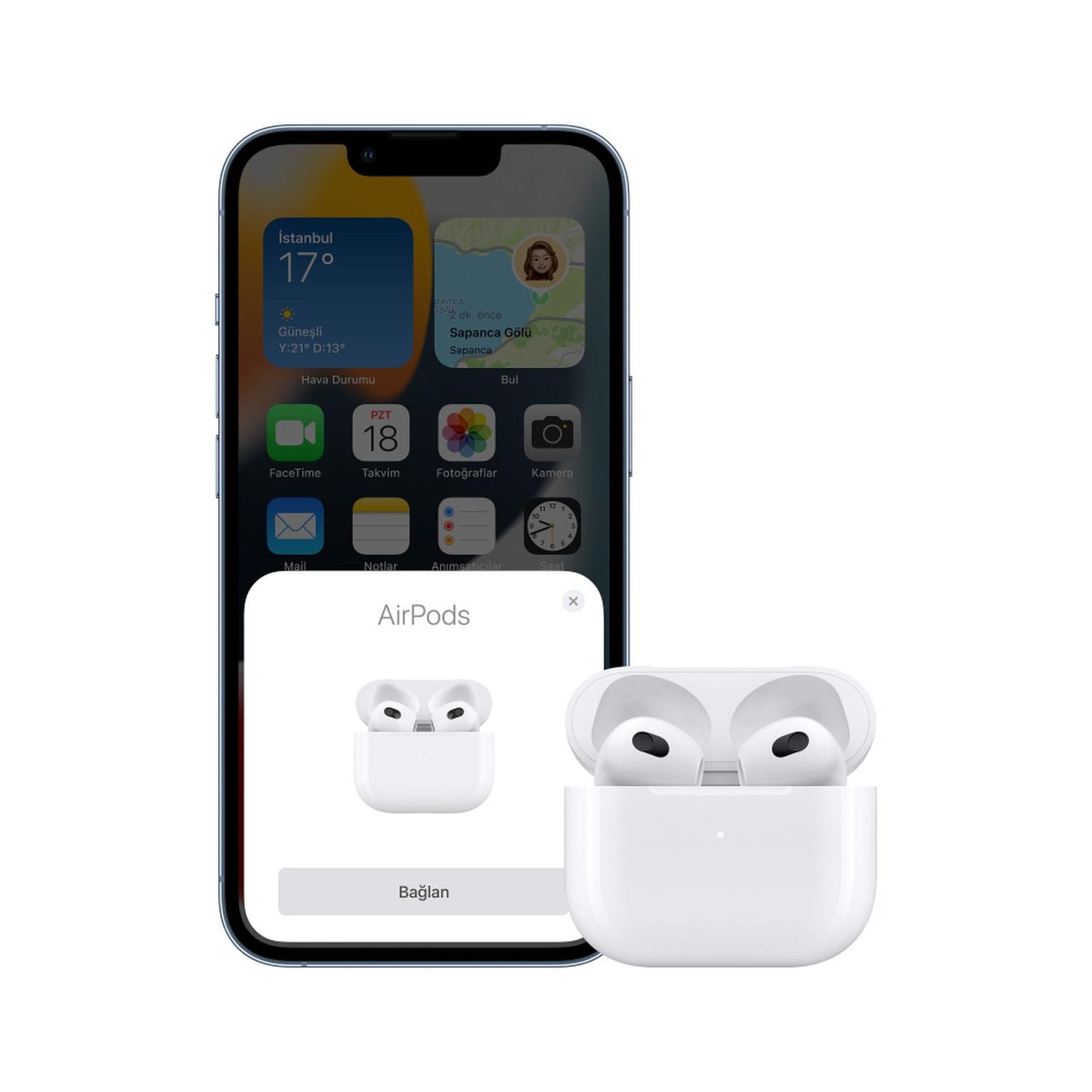 Apple AirPods (3a. Generación), Inalámbrico, Bluetooth, Blanco - incluye Estuche de Carga Lightning