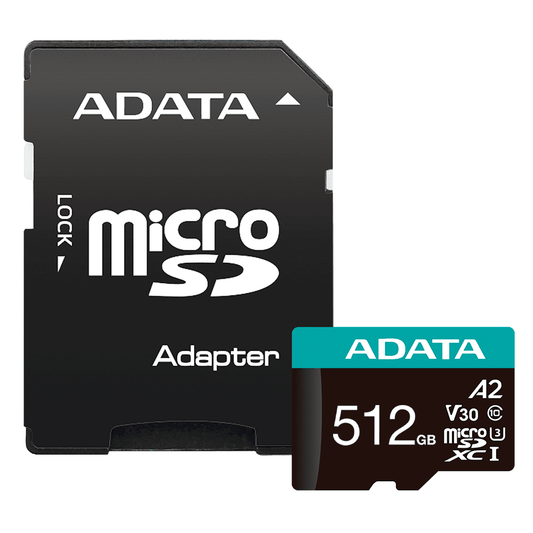 Memoria Flash Adata Premier Pro | 512GB microSDXC | UHS-I Clase 10 | AUSDX512GUI3V30SA2-RA1