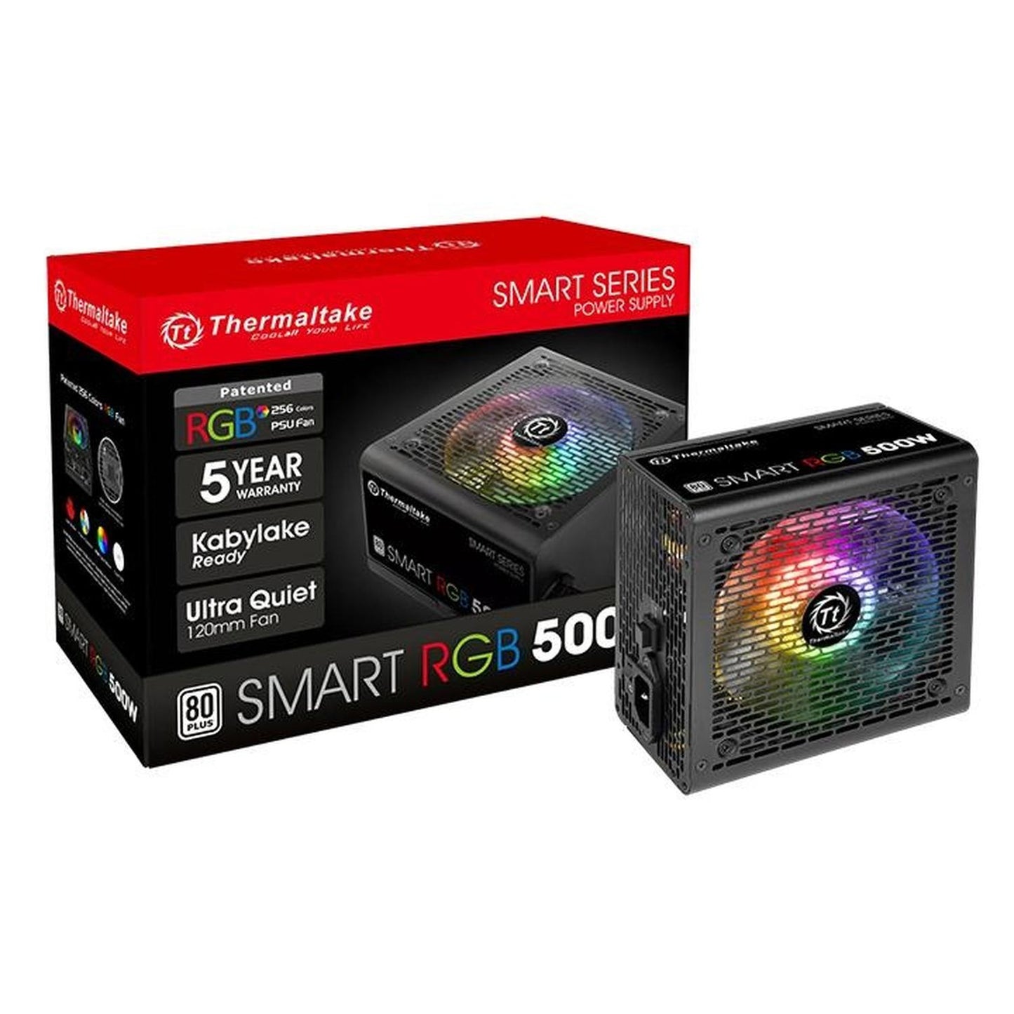 Fuente de Poder Thermaltake Smart RGB 80 PLUS, 20+4 pin ATX, 120mm, 500W