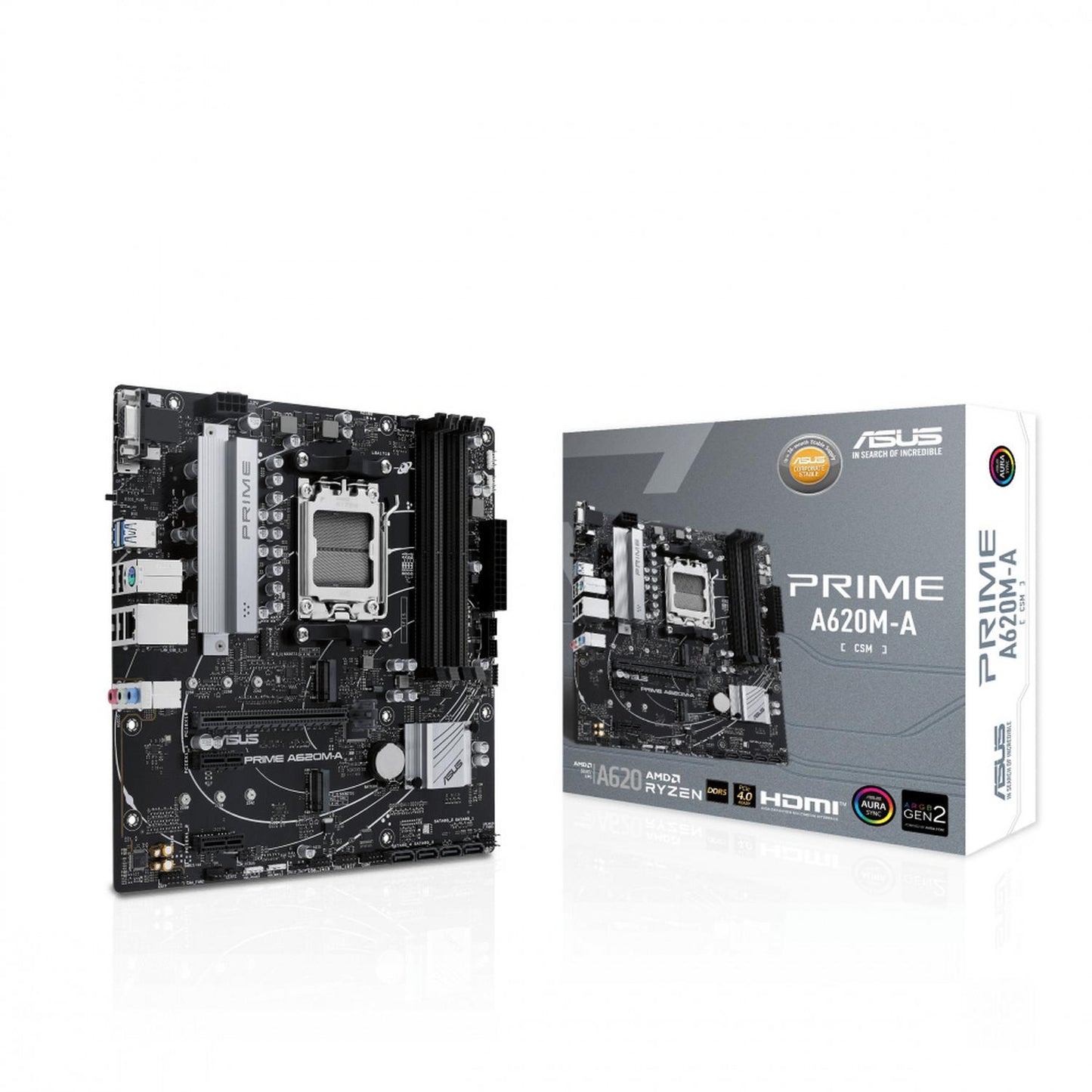 Tarjeta Madre ASUS Micro-ATX PRIME A620M-A-CSM, S-AM5, AMD A620, HDMI, 128GB DDR5 para AMD