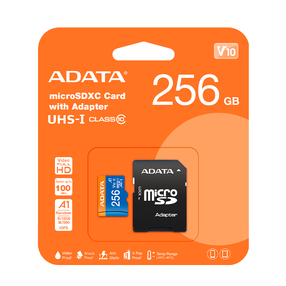Memoria Flash Adata Premier | 256GB microSDXC | UHS-I Clase 10 A1 | Azul | AUSDX256GUICL10A1-RA1